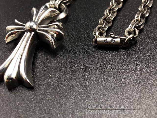 chrome hearts銀飾 克羅心純銀 純手工製作 克羅心十字固定粗環項鏈  gjc1539